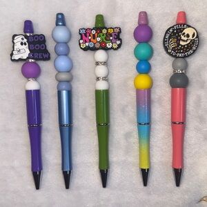 5 piece- Nurse Caregiver themed handcrafted beaded pens set.